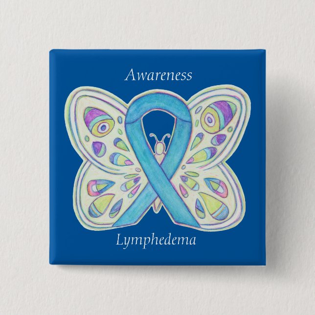 Anpassningsbar Pin för "Lymphedema Awareness Ribbo Knapp (Framsida)
