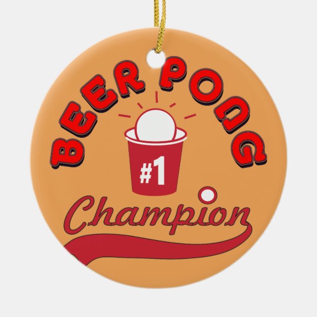 Anpassningsbar Ping Pong Officiell League Boll Julgransprydnad Keramik (Framsidan)