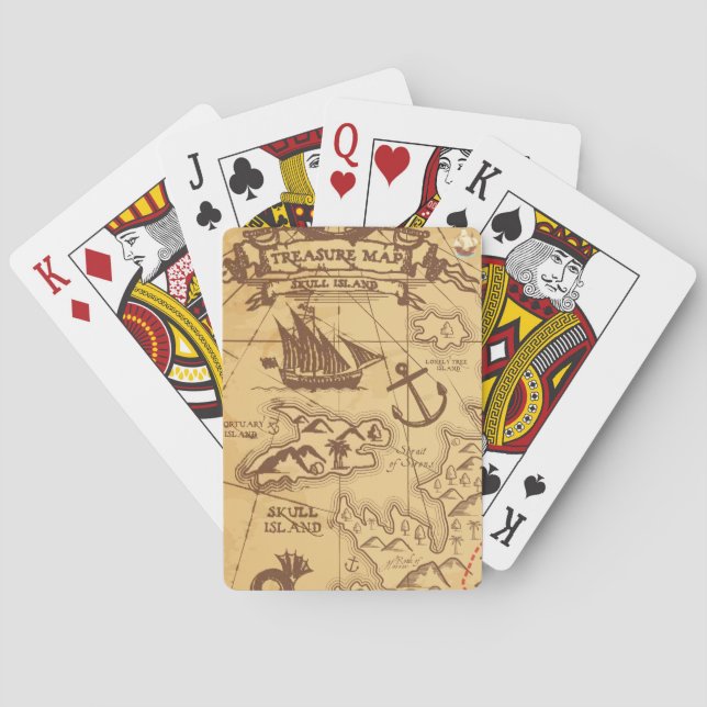 Anpassningsbar Pirat karta landpunktsfamilj Casinokort (Baksidan)