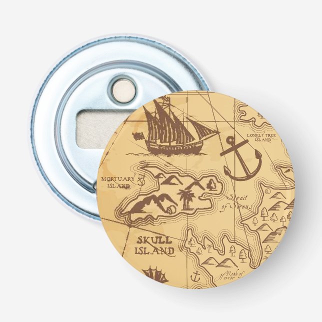 Anpassningsbar Pirat karta landpunktsfamilj Flasköppnare (Framsidan)