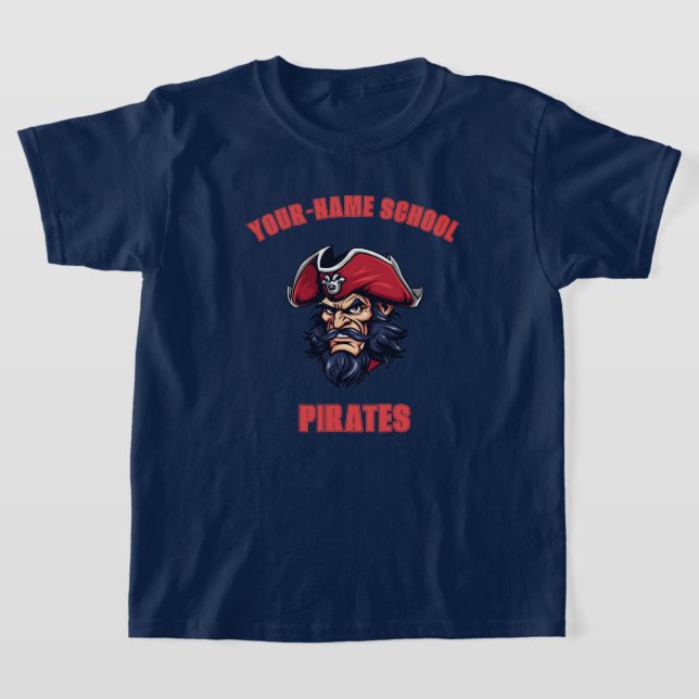 ANPASSNINGSBAR Pirat Mascot | Red - School College T Shirt (Laydown)