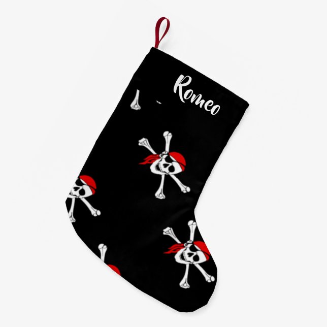 Anpassningsbar pirater mönster liten julstrumpa (Framsidan (Hängande))