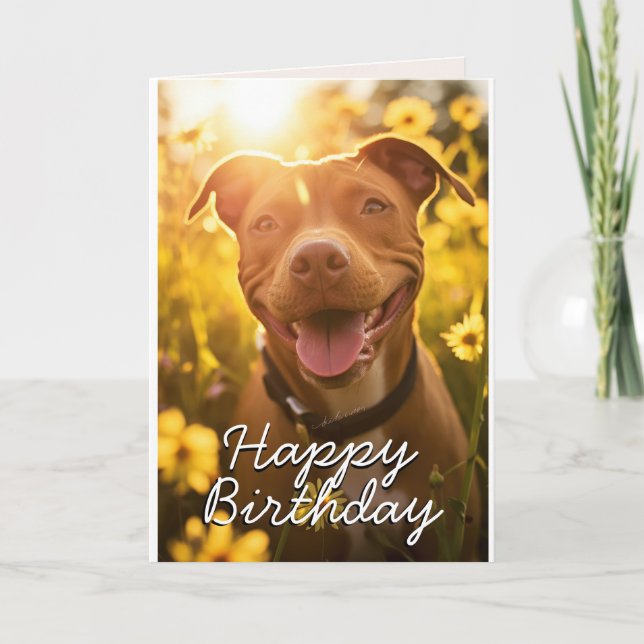 Anpassningsbar Pitbull Birthday Card Tack Kort (Framsida)