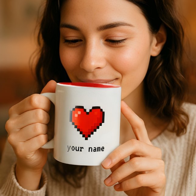 Anpassningsbar Pixel Heart Arcade Mugg (Skapare uppladdad)