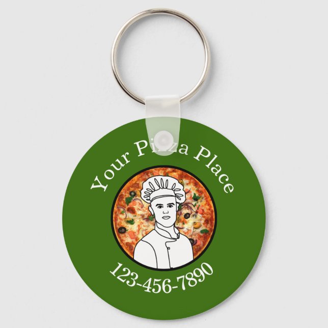 Anpassningsbar Pizza Shop Promotional Keychains Nyckelring (Framsida)
