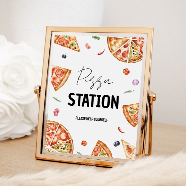Anpassningsbar Pizza Station Sign Poster (Skapare uppladdad)