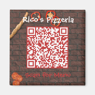 Anpassningsbar Pizzeria Menu QR-kod Magnet
