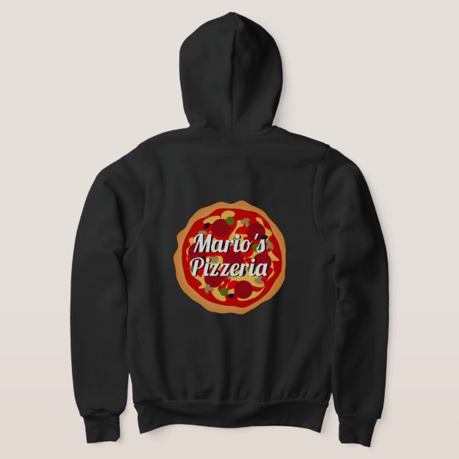 Anpassningsbar pizzeria-restaurangen namn t shirt (Laydown Baksida)