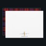 Anpassningsbar Play Monogram Rustic Tartan Anteckningskort<br><div class="desc">Lägg till ditt namn och början till det här monogramskriptkortet med ett modernt,  plaid note card för att lägga till stil och elegans till dina anteckningskort genom att klicka på knappen "Personalize" (Anpassa)</div>