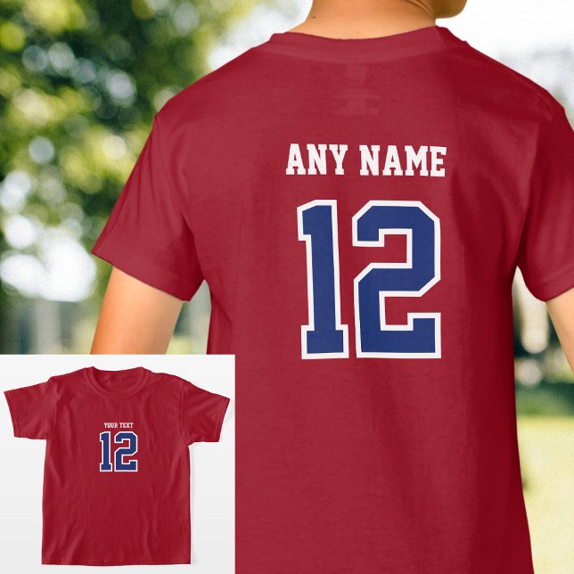 Anpassningsbar Player Number Namn Sports Navy Maro T Shirt (Skapare uppladdad)