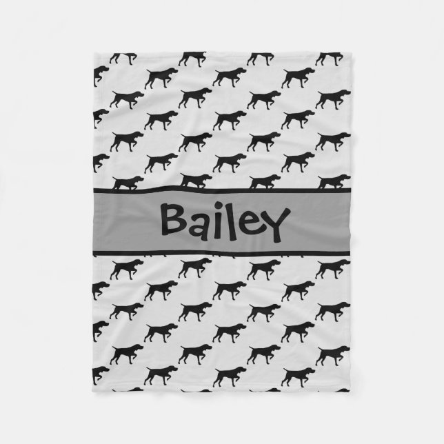 Anpassningsbar Pointer Hund Silhouette Fleecefilt (Framsidan)