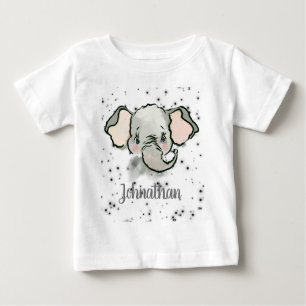 Anpassningsbar Pojke Namn Little Cute Elephant T Shirt