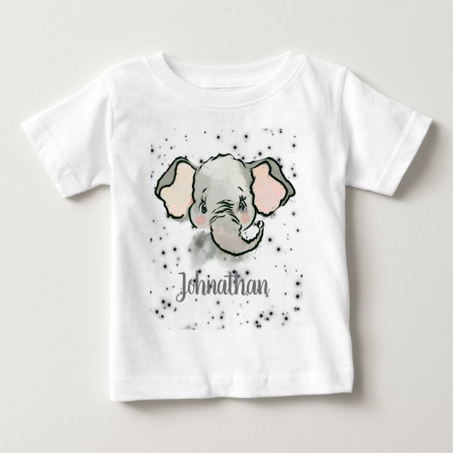 Anpassningsbar Pojke Namn Little Cute Elephant T Shirt (Framsida)