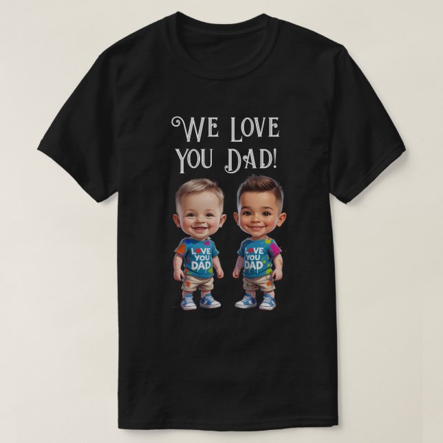 Anpassningsbar pojkkarikatyrer "vi kärlek du pappa t shirt (Design framsida)