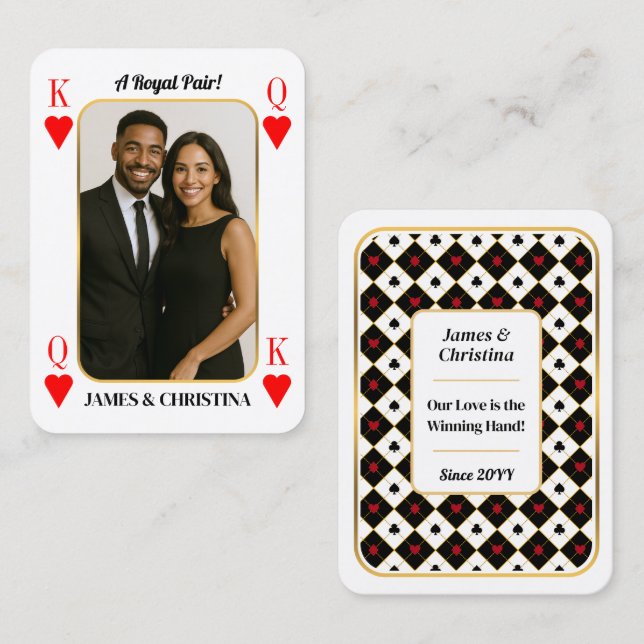 Anpassningsbar Poker-kort, Royal Pair Couple Gift (Fram/baksida)