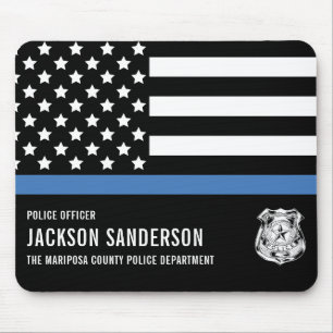 Anpassningsbar polis avdelning Thin Blue Line Musmatta