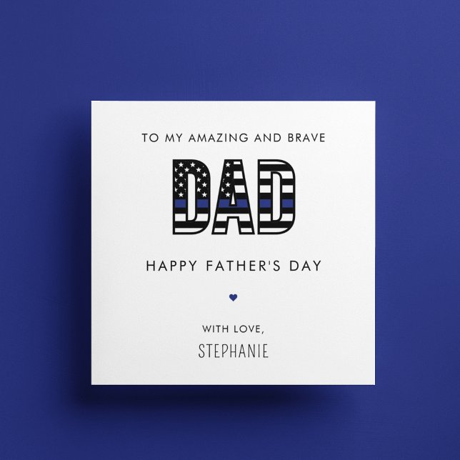 Anpassningsbar Polis Pappa Fars dag Thin Blue Line Kort (Skapare uppladdad)
