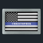 Anpassningsbar polis Thin Blue Line Polis<br><div class="desc">Personlig polischef Thin Blue Line USA flagga Polisgåvor!</div>