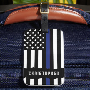 Anpassningsbar polis Thin Blue Line Polis Bagagebricka