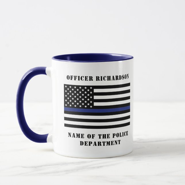 Anpassningsbar polis Thin Blue Line Polis Mugg (Vänster)