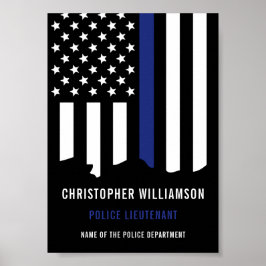 Anpassningsbar polis Thin Blue Line Polis Poster