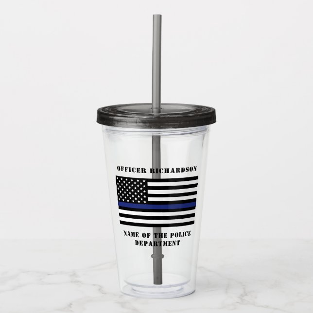 Anpassningsbar polis Thin Blue Line Polis Take Away Mugg (Framsida)