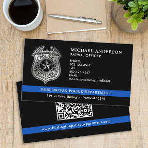 Anpassningsbar Polisavdelning Thin Blue Line QR-ko Visitkort