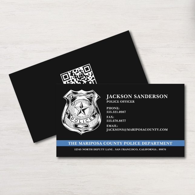 Anpassningsbar Polisavdelning Tillsatta lagar QR-k Visitkort (Custom Police Department Law Enforcement QR Code Business Card)