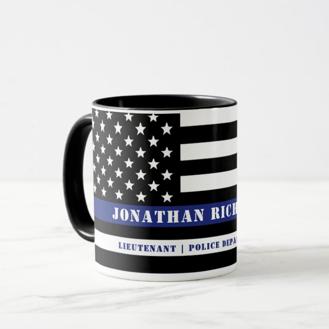 Anpassningsbar polischef Thin Blue Line Polisen De Mugg (Framsida vänster)