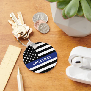 Anpassningsbar polischef Thin Blue Line Polisen De Nyckelring