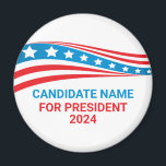 Anpassningsbar Politiskt val i Kampanj Amerika Fla Magnet<br><div class="desc">Anpassa din egen politiska kampanj-magnet genom att lägga till ditt eget namn eller ett annat politikar under stars och stripes i rött,  vitt och blått. Lägg till ett eget namn för amerikansk president 2024 eller ett annat politiskt kontor i USA.</div>