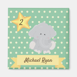 Anpassningsbar Polka Dot Elephant med Namn och åld Magnet