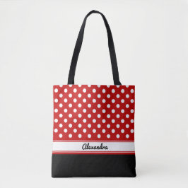 Anpassningsbar Polka Dot White Red Black Base Tygkasse