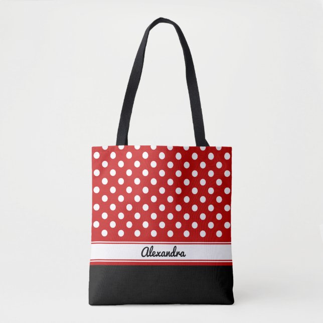 Anpassningsbar Polka Dot White Red Black Base Tygkasse (Framsida)