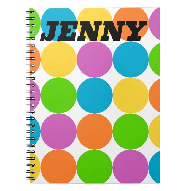 ANPASSNINGSBAR Polka dots Mod 1960's Groovy Anteckningsbok (Framsidan)