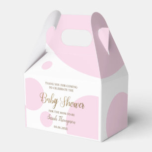 Anpassningsbar Polkadot rosa och guld babydusch Presentaskar
