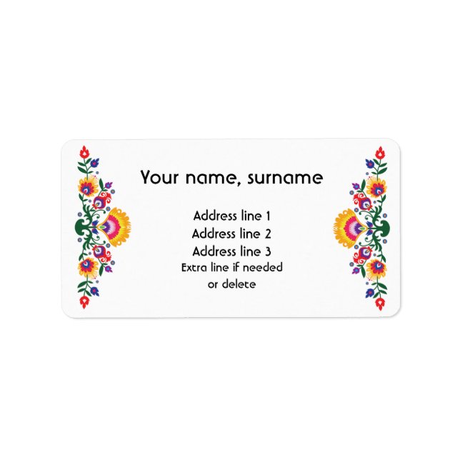 Anpassningsbar polska folklore Wycinanki Adressetikett (Framsidan)