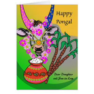 Anpassningsbar Pongal for DDotter and Son-in-Law, Hälsningskort