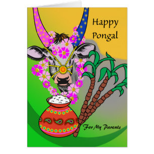 Anpassningsbar Pongal for Parants, Add Your Text, Hälsningskort