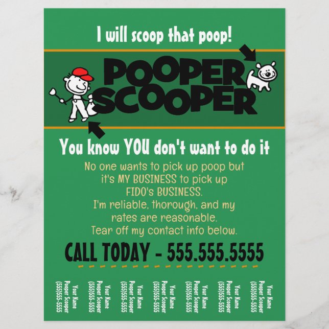 ANPASSNINGSBAR Pooper Scooper business tear lakan  Reklamblad (Framsidan)