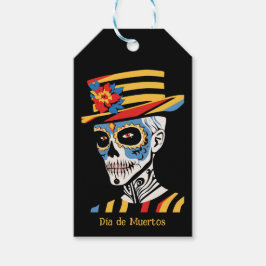 Anpassningsbar 💀 pop Art Calavera i hatt Presentetikett