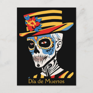 Anpassningsbar 💀 pop Art Calavera i hatt Vykort