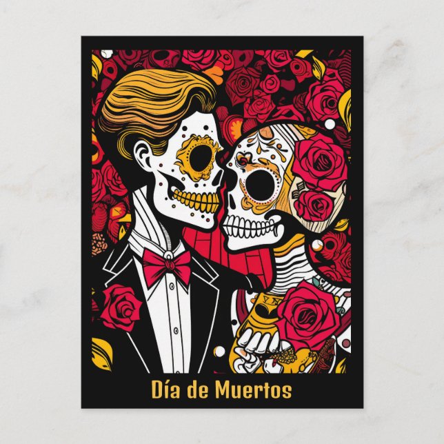 Anpassningsbar 💀 Pop Día de Muertos Vykort (Framsida)