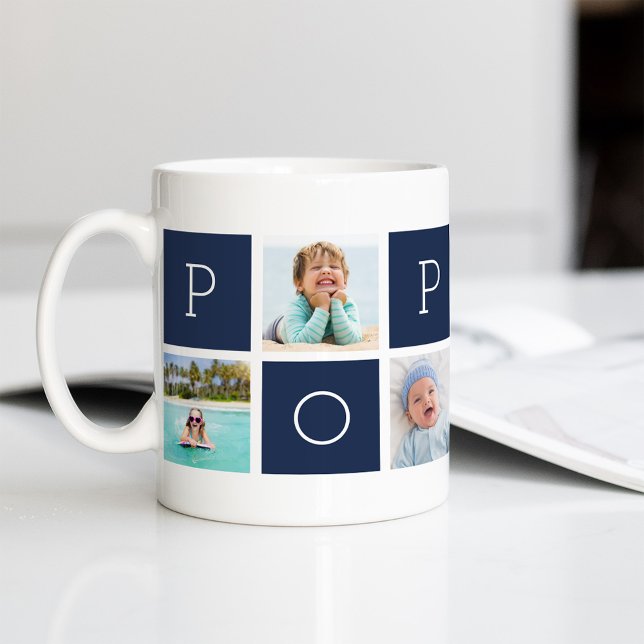 Anpassningsbar Poppop Grandfather Photo Collage Kaffemugg (Skapare uppladdad)