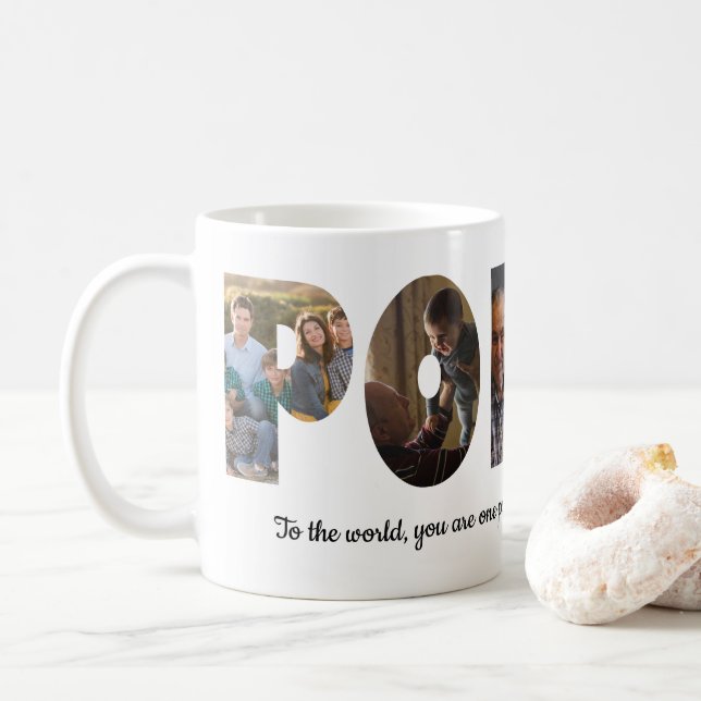 Anpassningsbar POPPY 5 Photo Collage Quote Fars da Kaffemugg (Med munk)