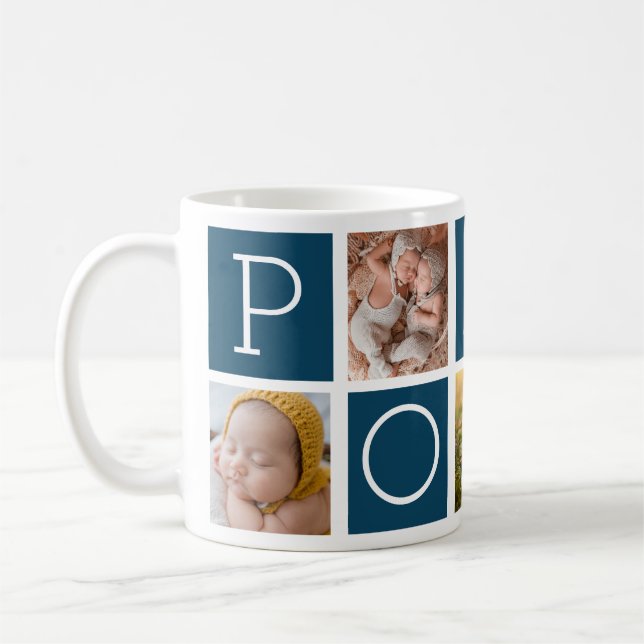Anpassningsbar Poppy Grandfather 5 Photo Collage Kaffemugg (Vänster)