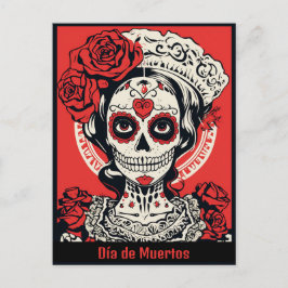 Anpassningsbar 💀 popup Art Calavera röd och vit Vykort