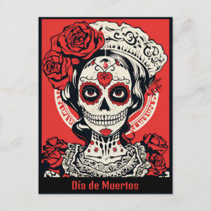Anpassningsbar 💀 popup Art Calavera röd och vit Vykort