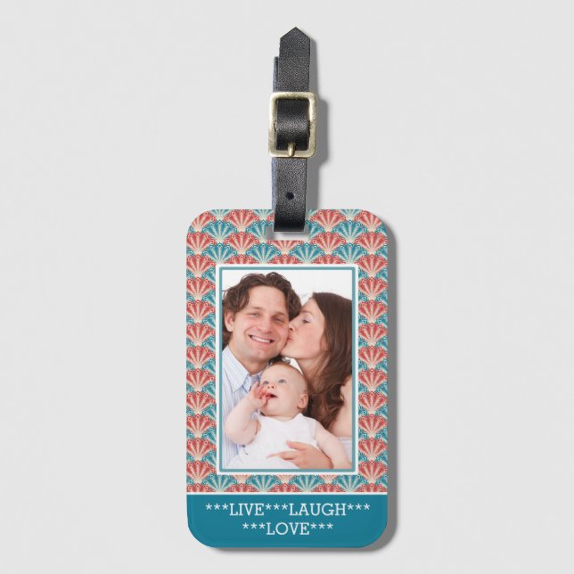 Anpassningsbar Porträtt-foto med dekorativ Mönster Bagagebricka (Framsida vertikal)