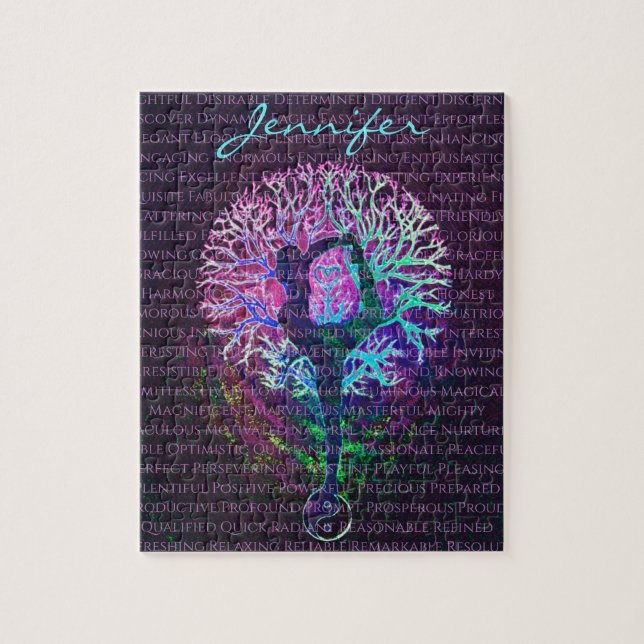 Anpassningsbar Positive Ord Affirmation Add Namn Pussel (Vertikal)